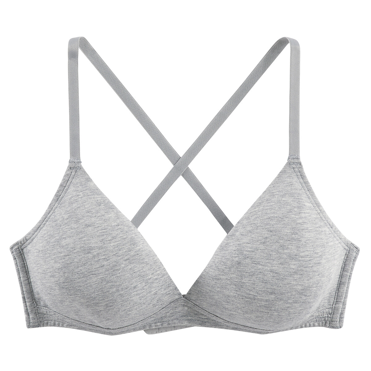 Sujetador triángulo de algodón liso Cottone gris jaspeado, LA REDOUTE COLLECTIONS