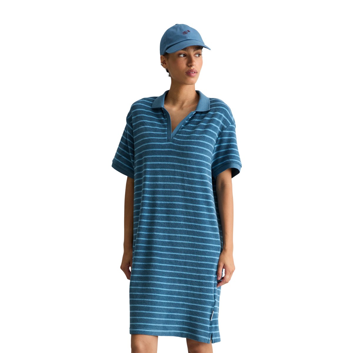 Robe en éponge regular en coton organique bleu, MARC O’POLO DENIM
