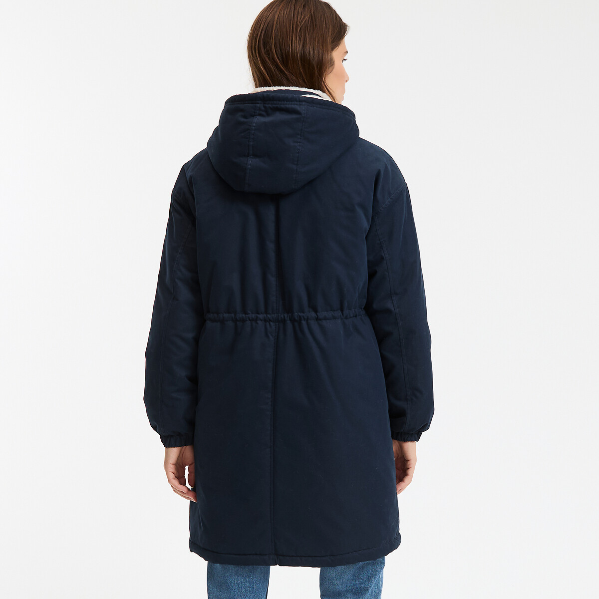 Parka longue capuche fixe fermeture zippée, plein hiver bleu marine, LA REDOUTE COLLECTIONS