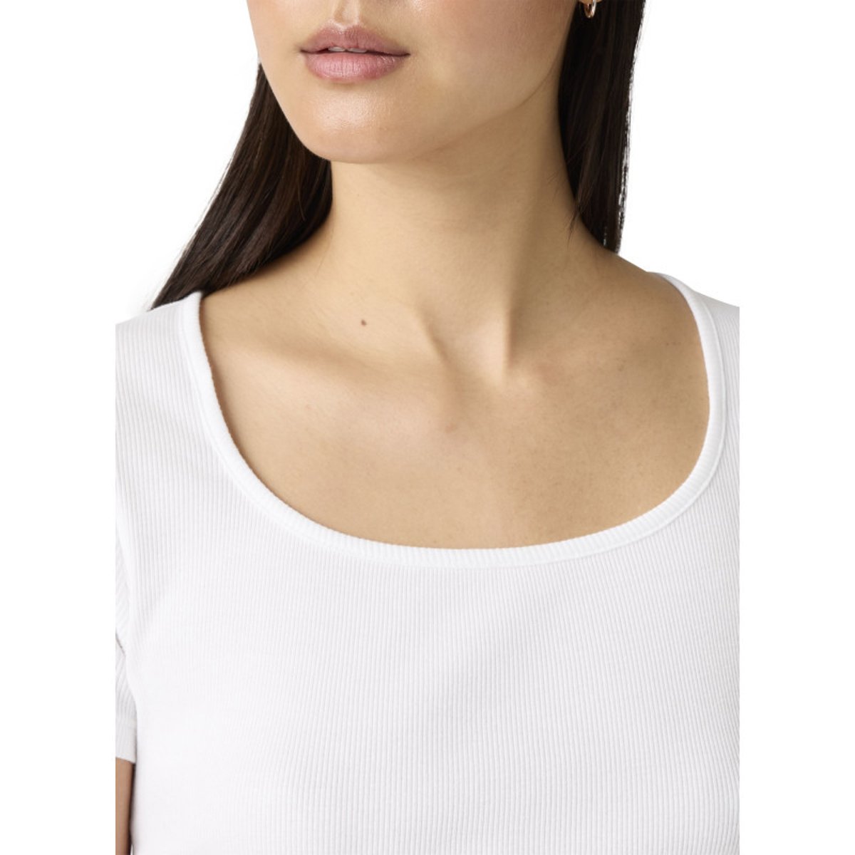 T-shirt en coton blanc uni avec une coupe droite et un col carré blanc, LEVI'S