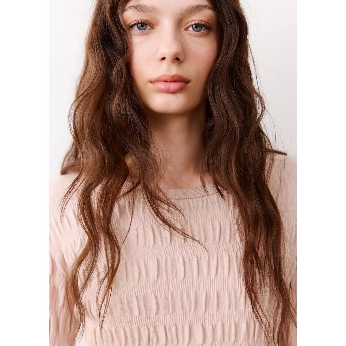 Pull en maille fine froncé rose pastel, MANGO TEEN