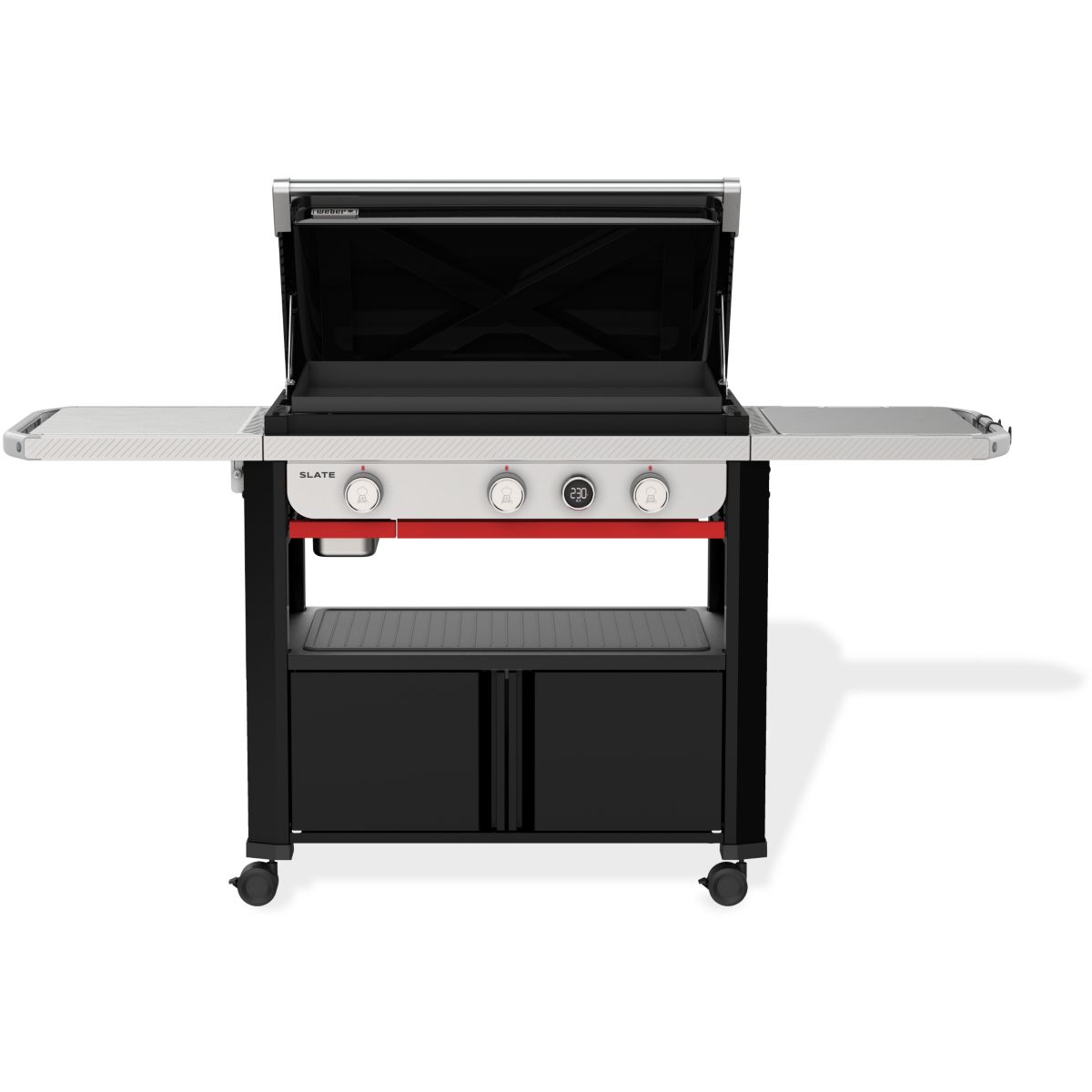 Plancha gaz black 3 brûleurs sur chariot, 76x46 cm noir, WEBER