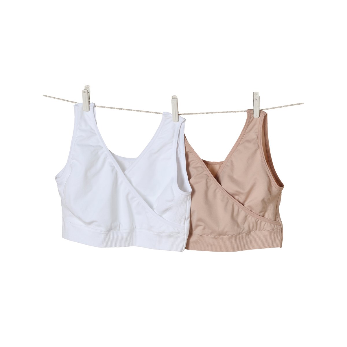 Lot de 2 brassières d'allaitement sans coutures en microfibre beige, VERTBAUDET