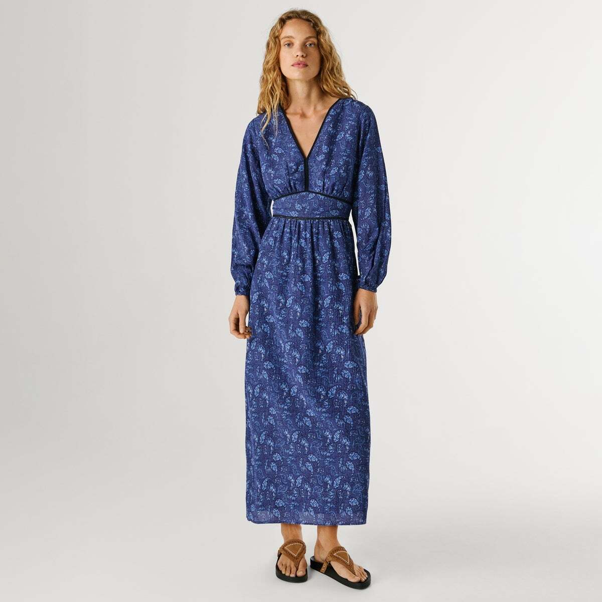 Robe Longue À Imprimé Paisley bleus de l'union, PEPE JEANS