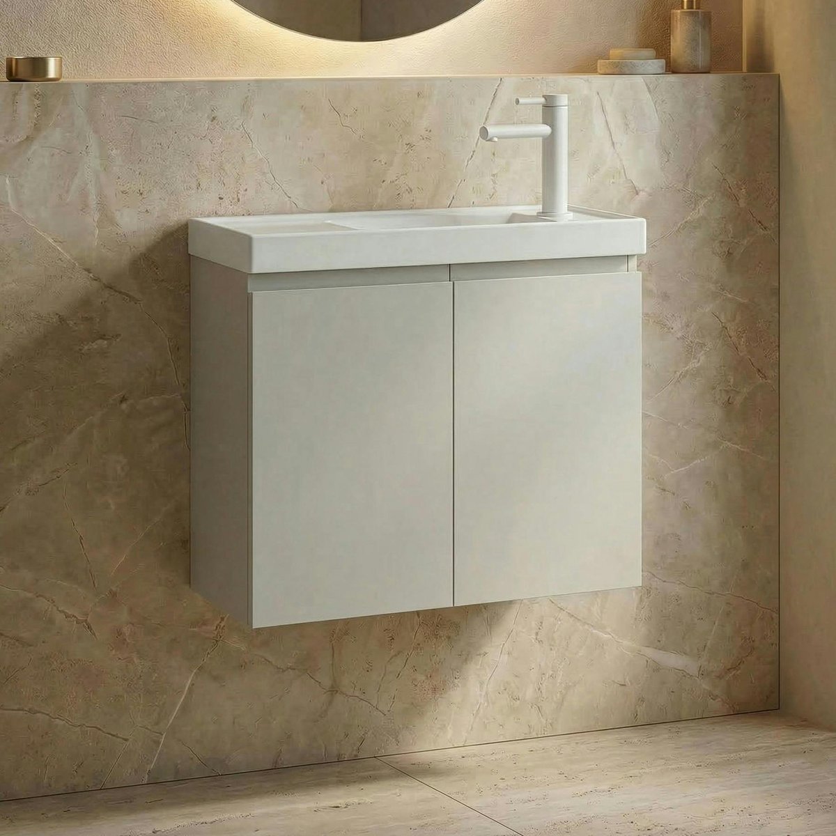 Meuble lave-mains suspendu 2 portes IRIS cachemire, PIER IMPORT