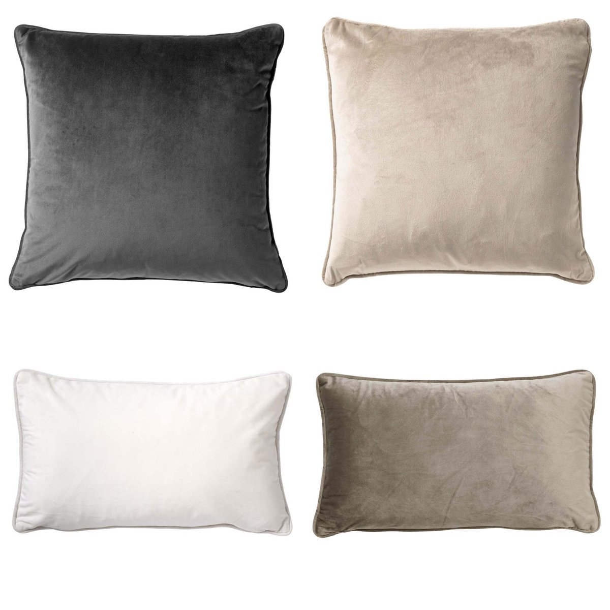 Coussins Velours assortis (Lot de4) blanche, DUTCH DECOR