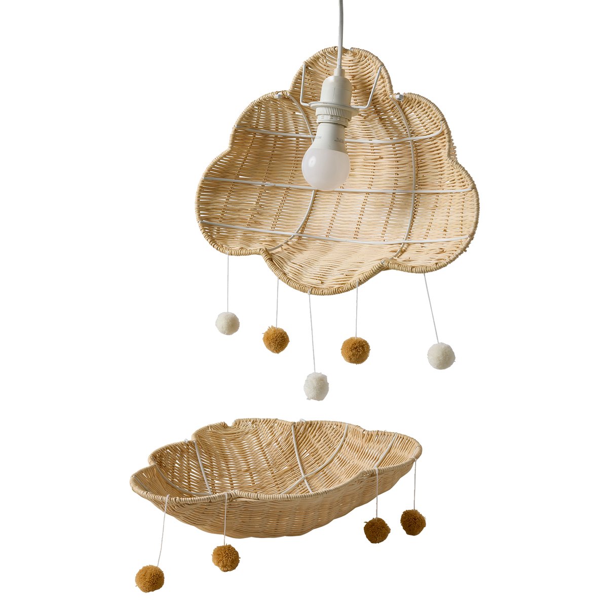 Abat-jour nuage en rotin beige doré, VERTBAUDET