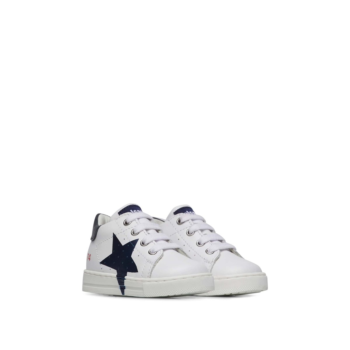 Sneakers en cuir avec étoile SALAZAR 3 blanc-bleu, FALCOTTO