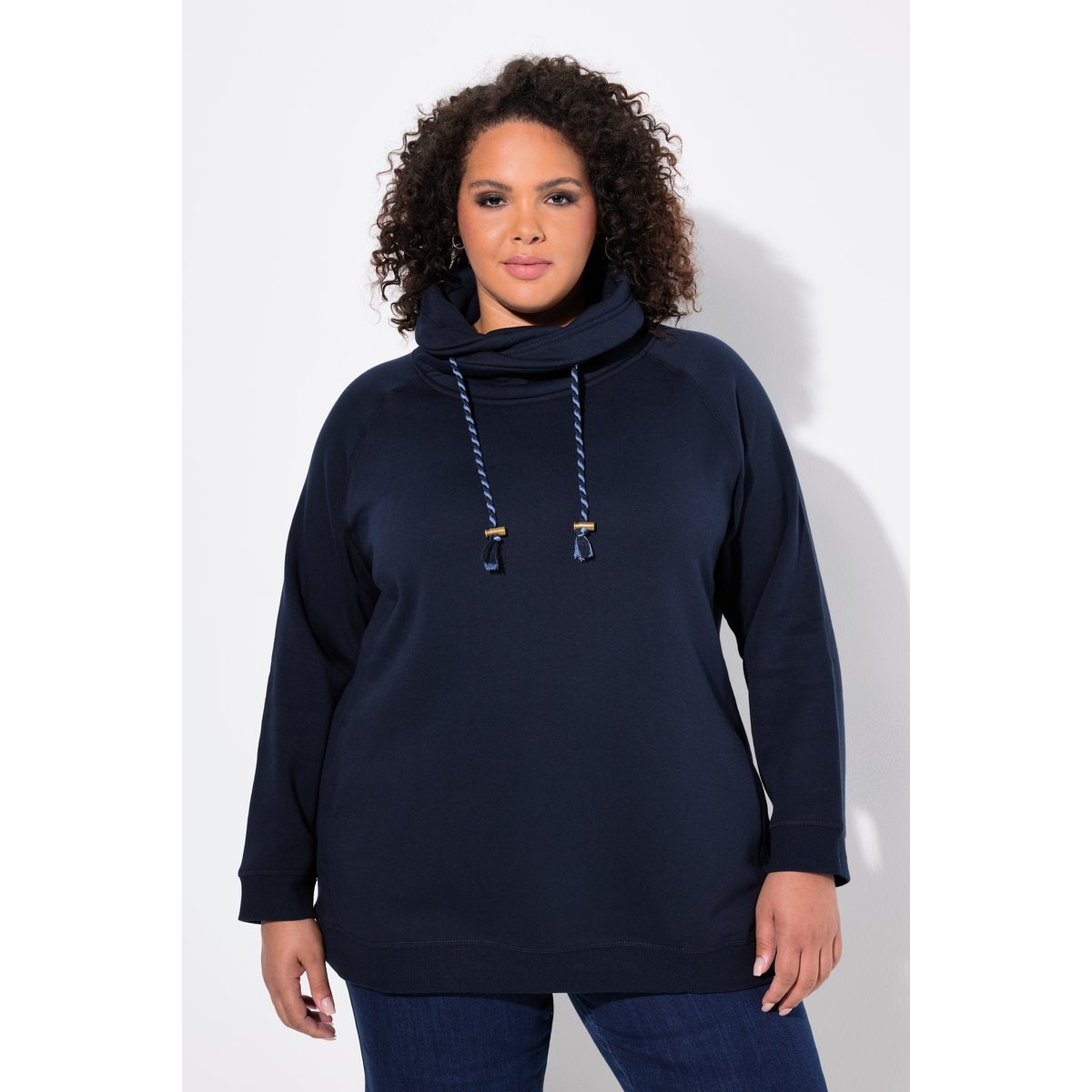 Sweat-shirt à large col montant marine, ULLA POPKEN