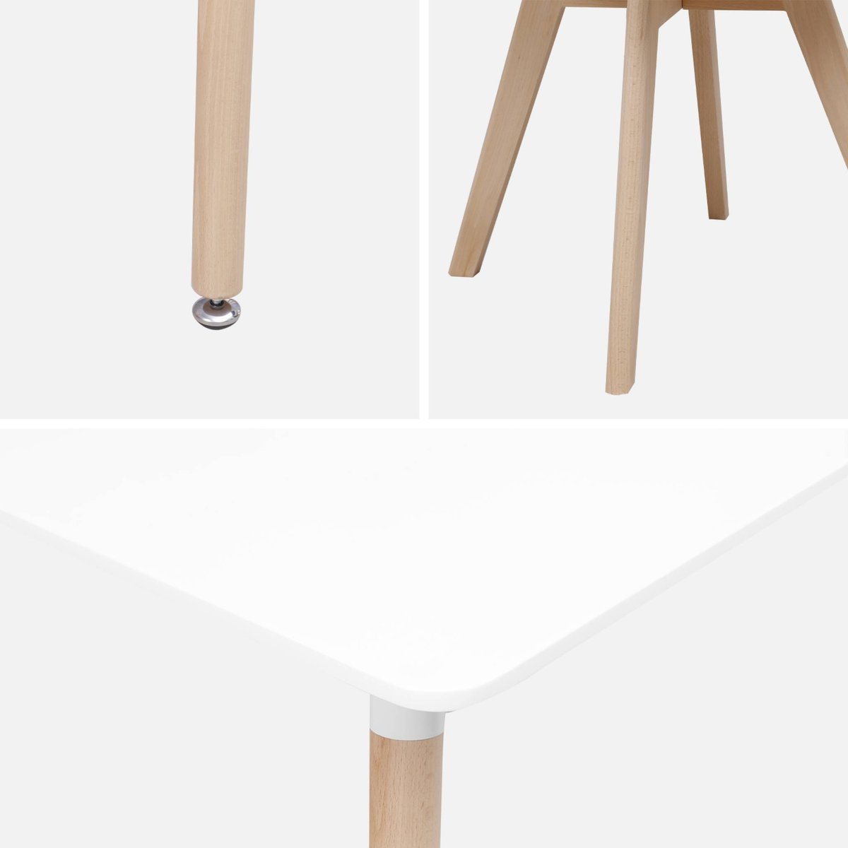 Ensemble table à manger scandinave pieds bois de hêtre 4 chaises HEDVIG 120X80CM blanc, SWEEEK