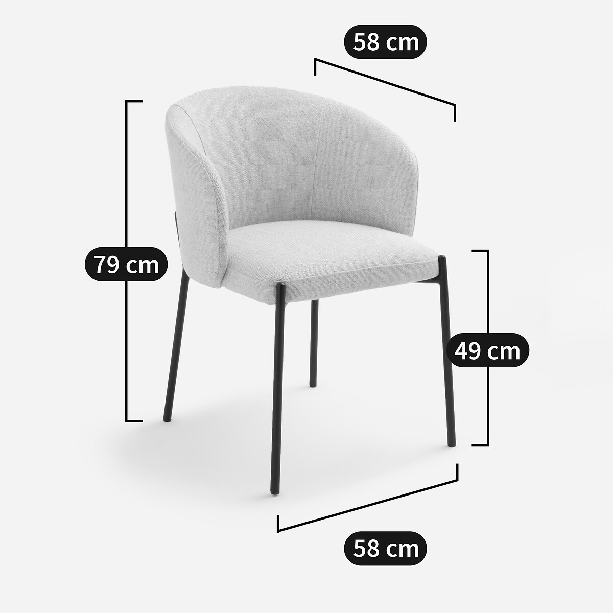 Fauteuil de table tissu chiné, Kinna ficelle, AM.PM
