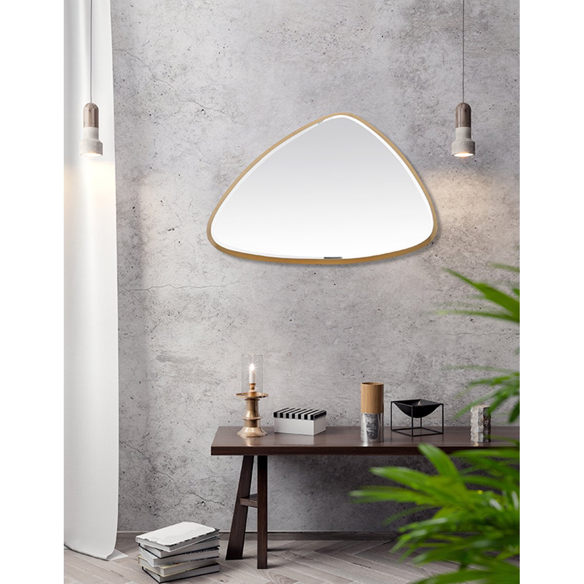 Miroir biseauté triangle 55x35x4cm or, EMDE