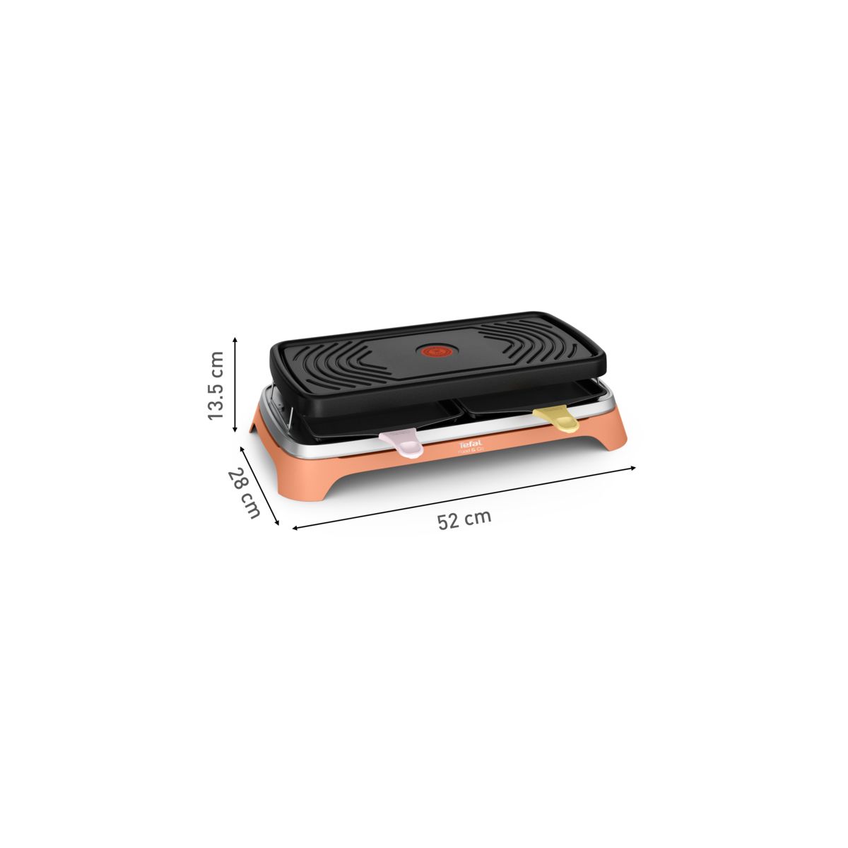 Raclette 2 en 1 plancha Food & Co x8 RE651JF0 orange, TEFAL