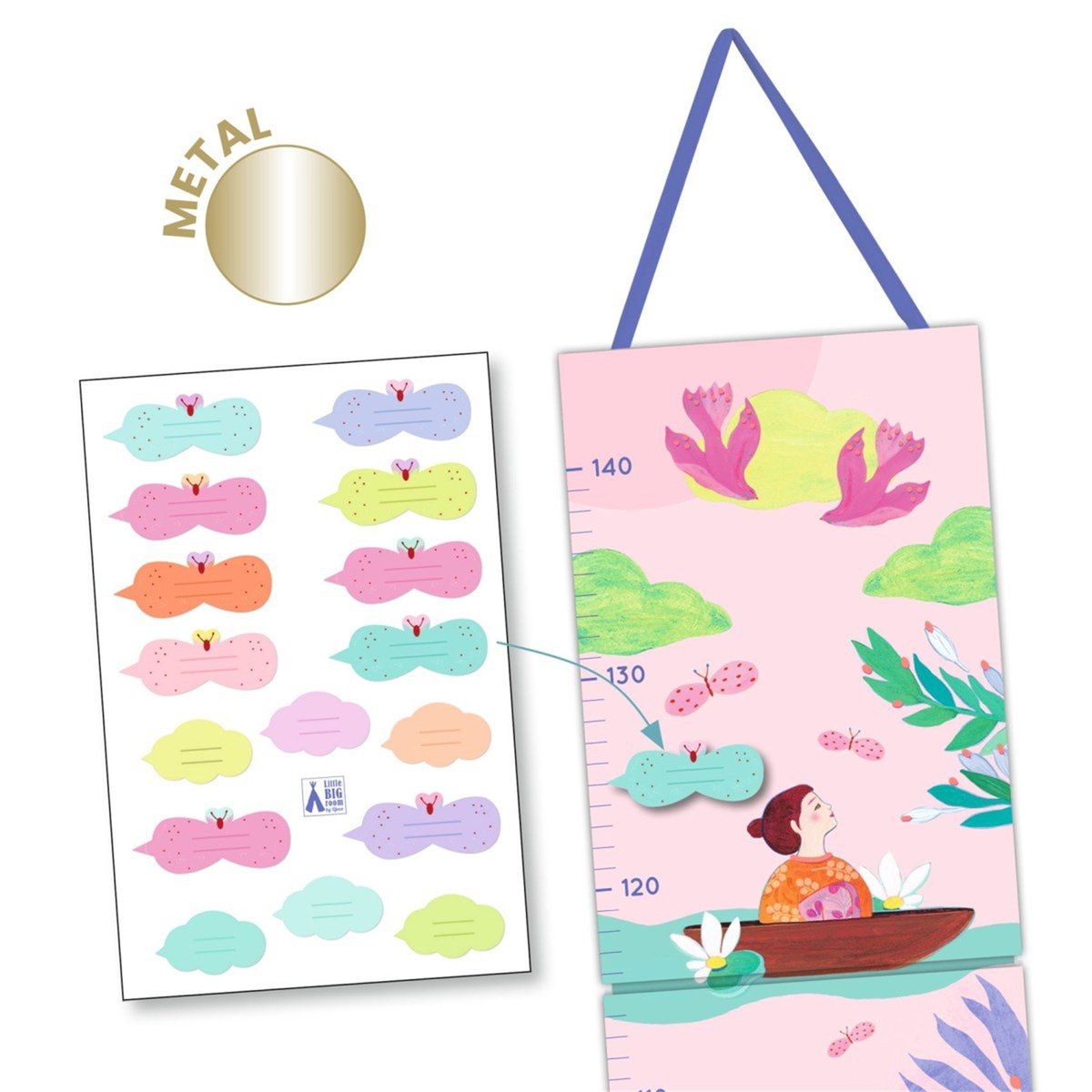 Toise avec stickers rose, jaune, vert, DJECO