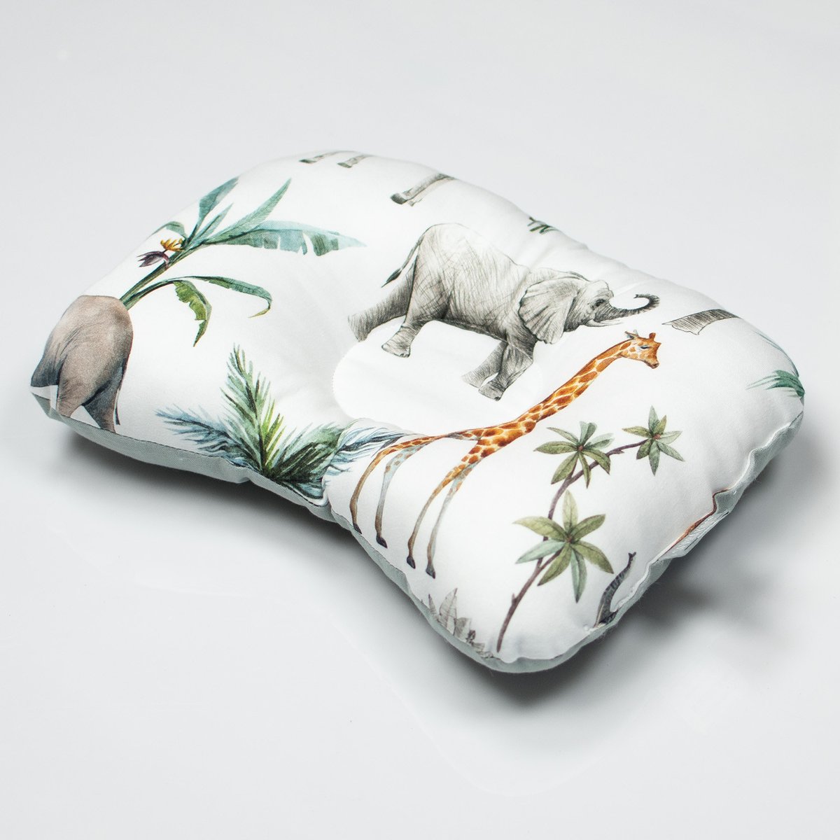 Coussin cale-tête ergonomique en coton SAFARI safari, vert, gris, blanc, SEVIRA KIDS