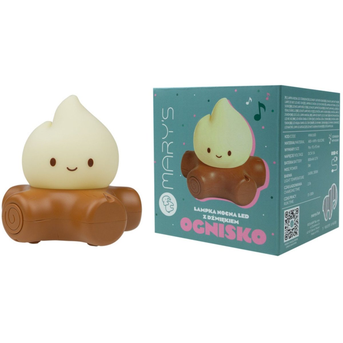 Veilleuse rechargeable Fireplace marron, écru, noir, MARY'S