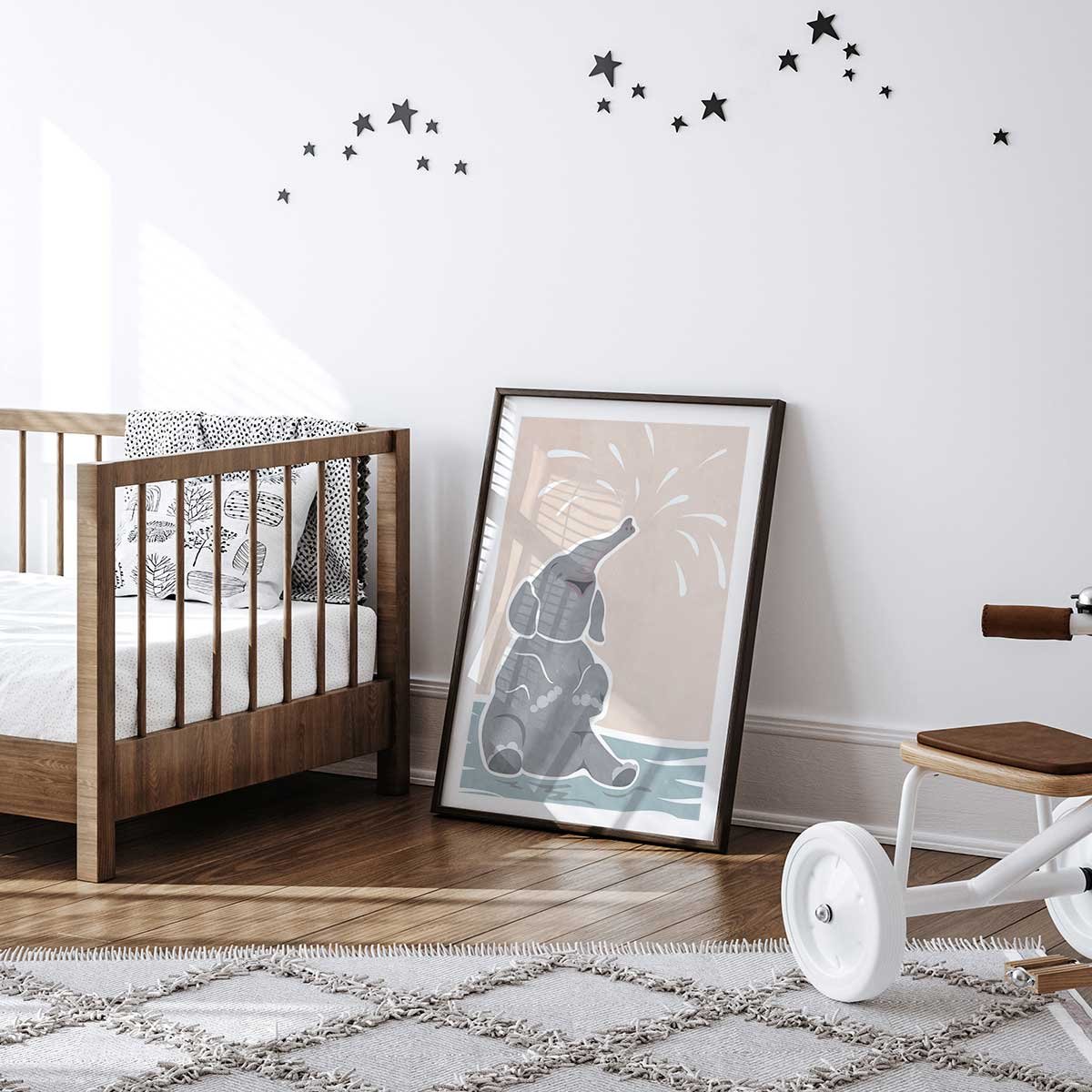 Affiche enfant scandi elephant affiche seule, HEXOA