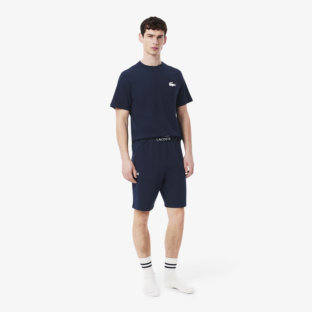 Short de pyjama straight fit molleton bleu-525, LACOSTE