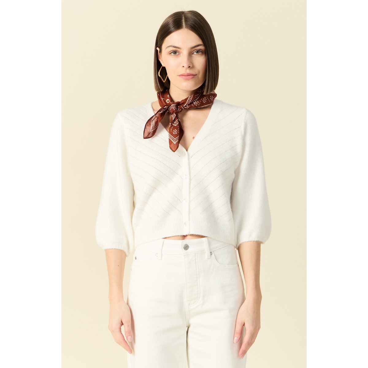 Gilet manches 3/4 blanc, BONOBO