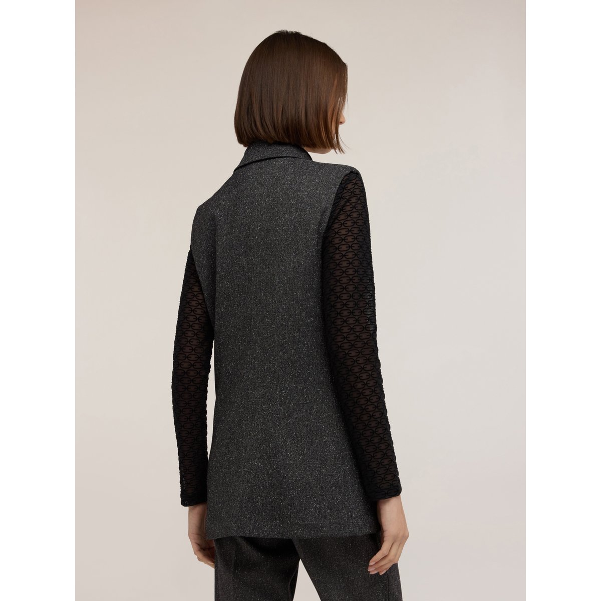 Gilet de tailleur teint fil avec revers gris, MOTIVI