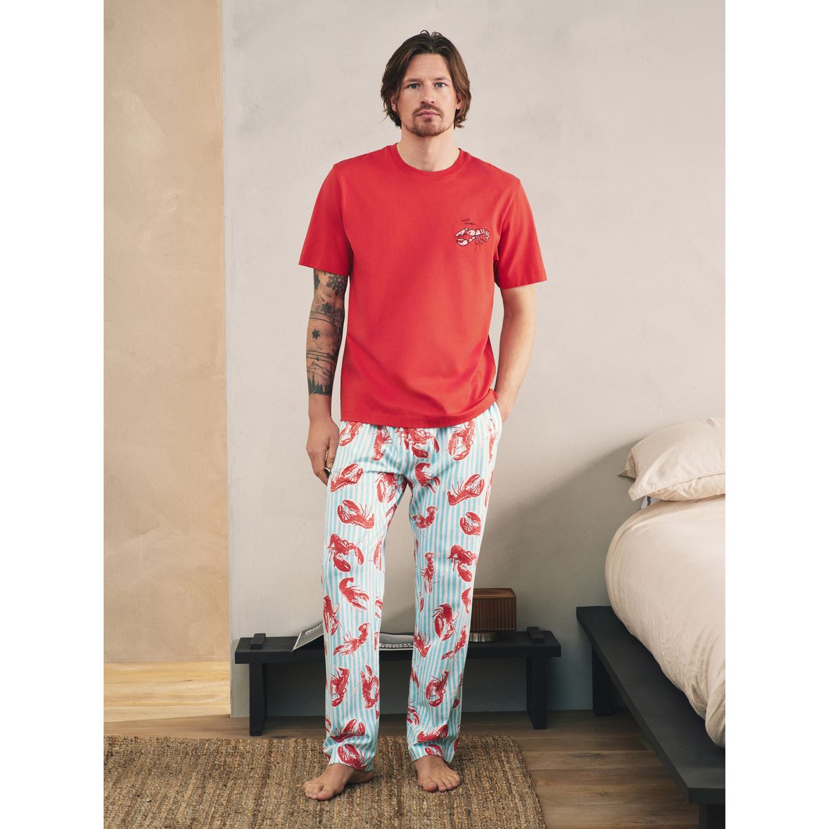 Pyjama en jersey à manches courtes et homard rouge/bleu, NEXT