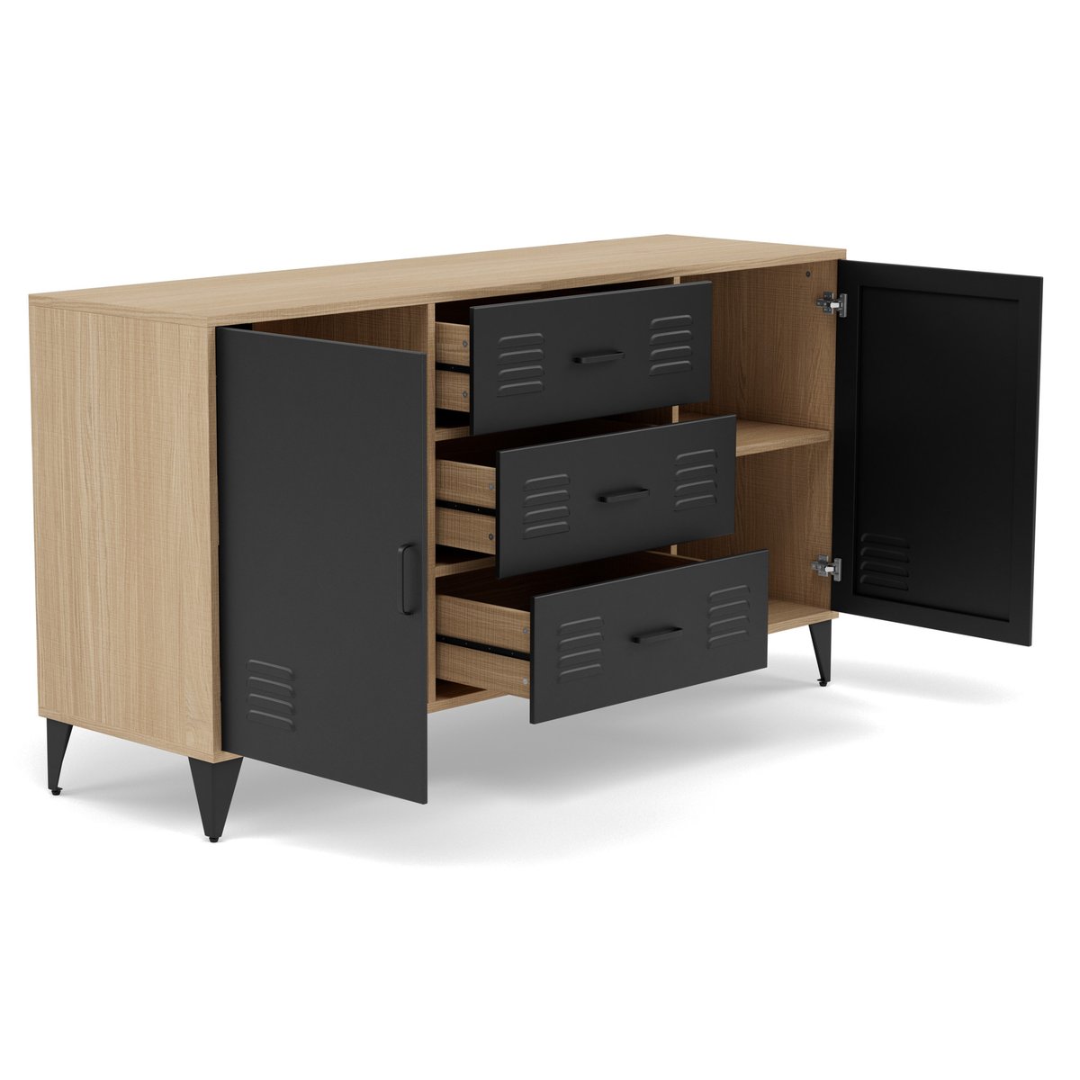 Buffet - TRIBECA bois / noir, BEST MOBILIER