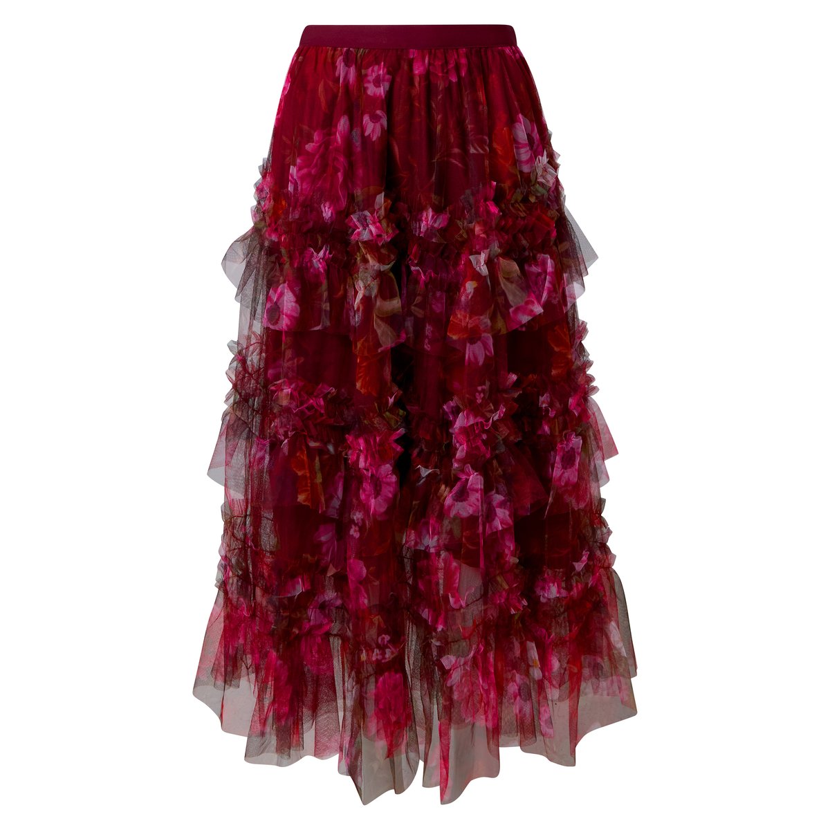 Jupe Longue en Tulle à Volants Étagés Imprimé Fleuri multicolore, JOE BROWNS