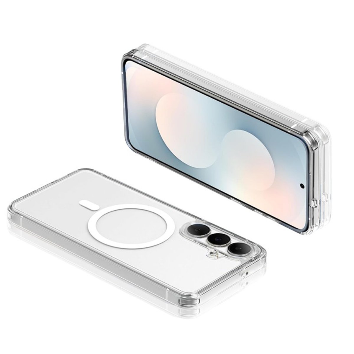 Coque Anti-choc Magnétique compatible Magsafe pour Galaxy S25 Fe Transparente + 2 vitres transparent, EVETANE