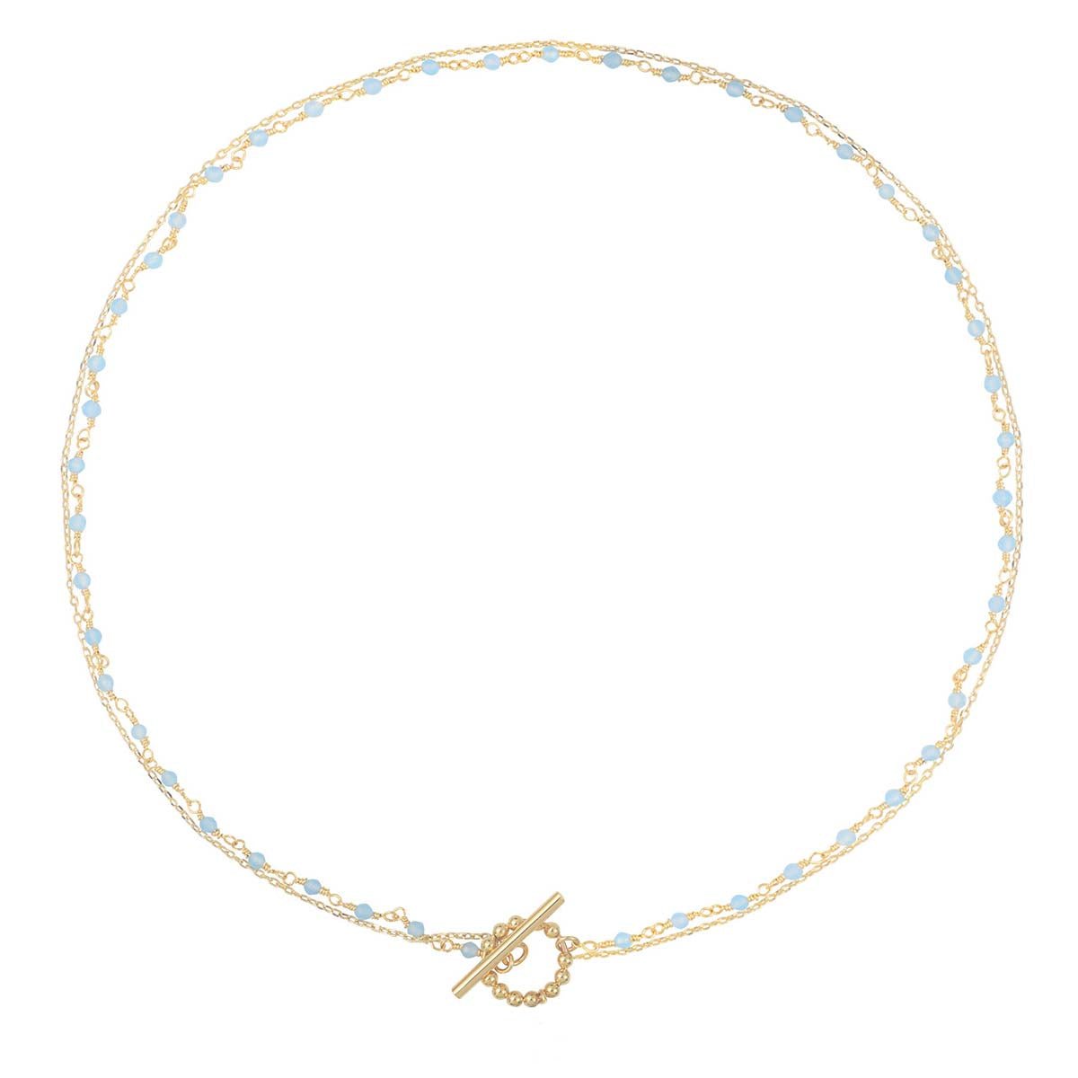Collier calcédoine bleue doré - roxane bleu, CAROLINE NAJMAN