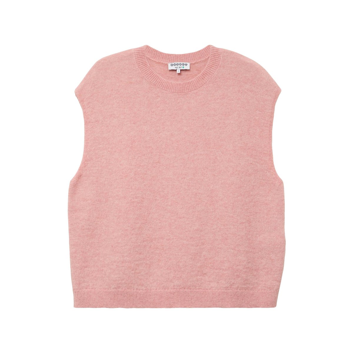Pull droit court sans manches col rond rose pastel, BONOBO