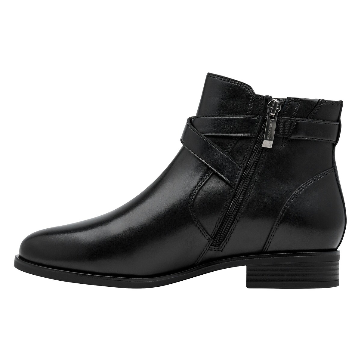Flat Leather Ankle Boots black, TAMARIS