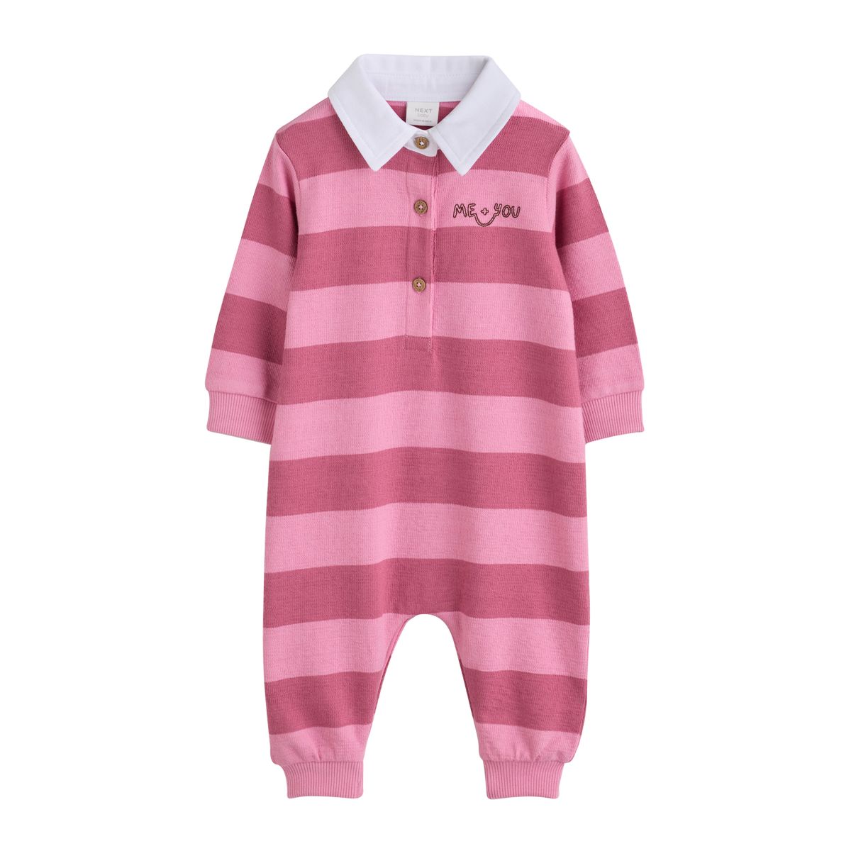 Barboteuse en jersey avec col bébé rose à rayures, NEXT