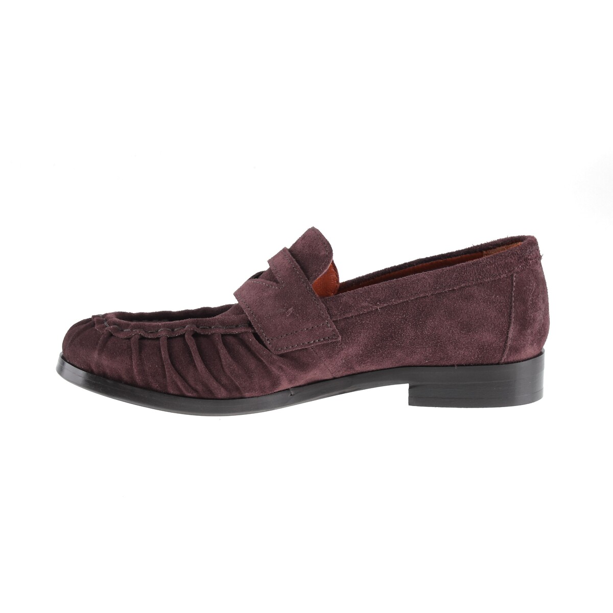 Pleated Suede Loafers burgundy, MJUS