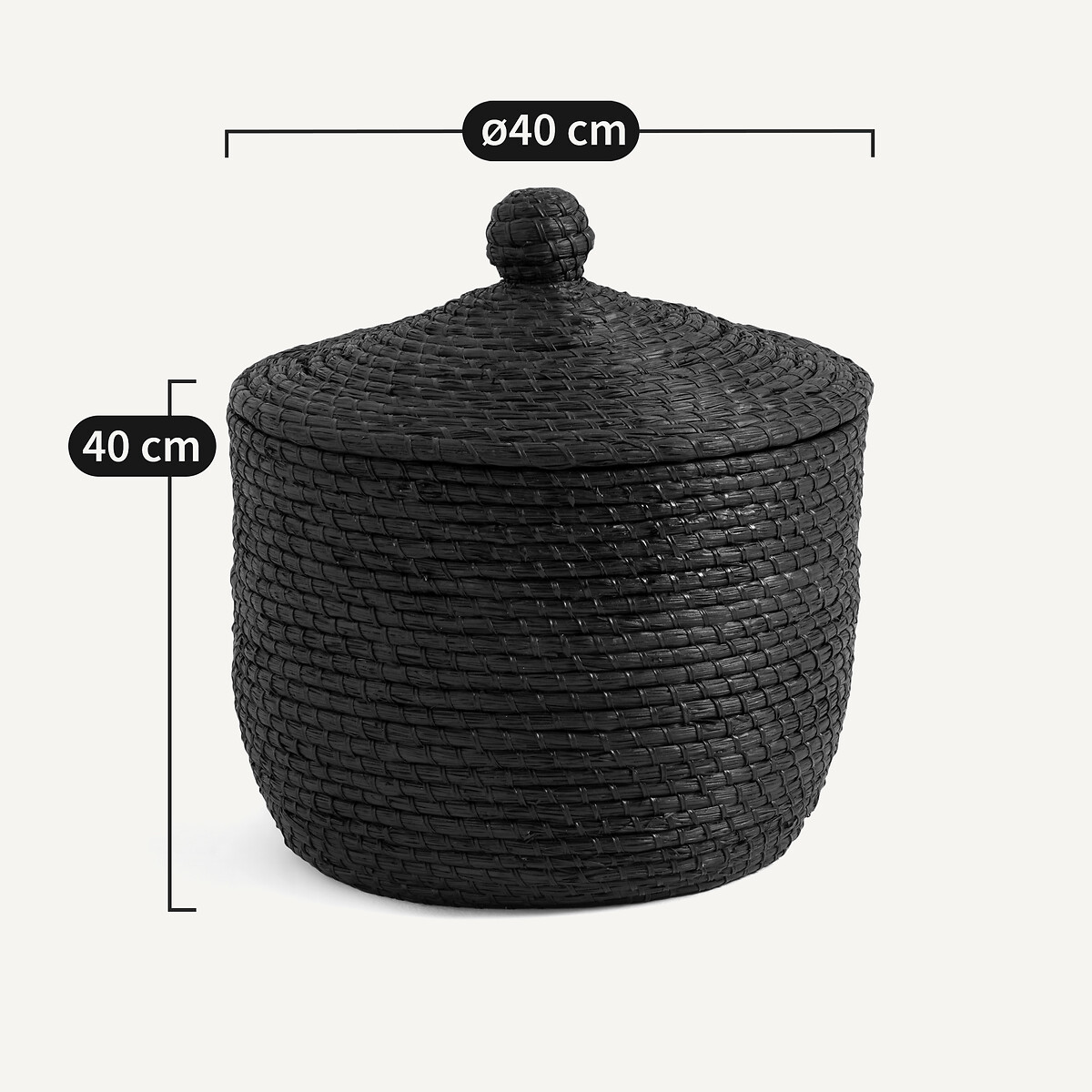 Panier à couvercle en herbier, Honoka noir, AM.PM