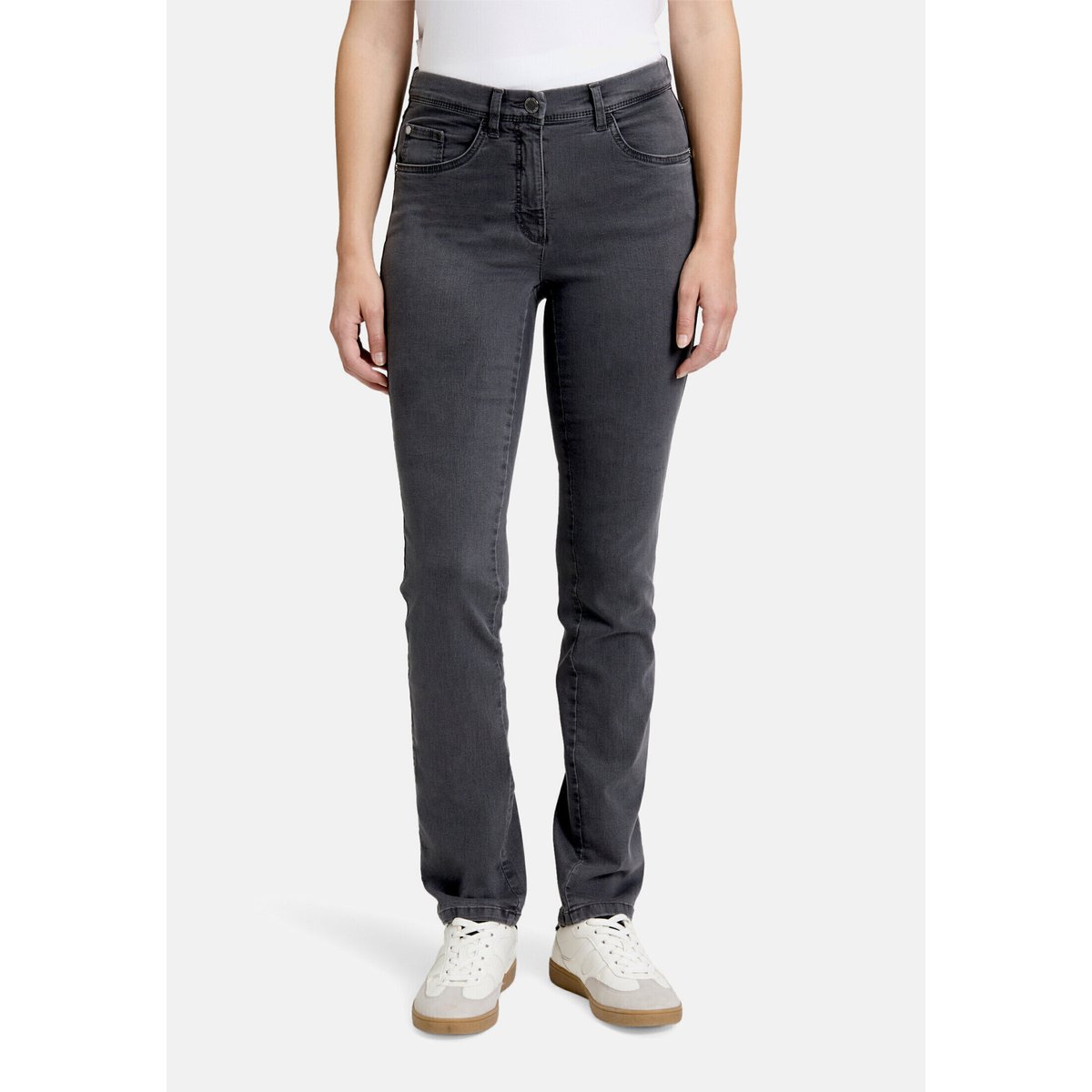 Pantalon stretch à taille élastique grey denim, BETTY BARCLAY