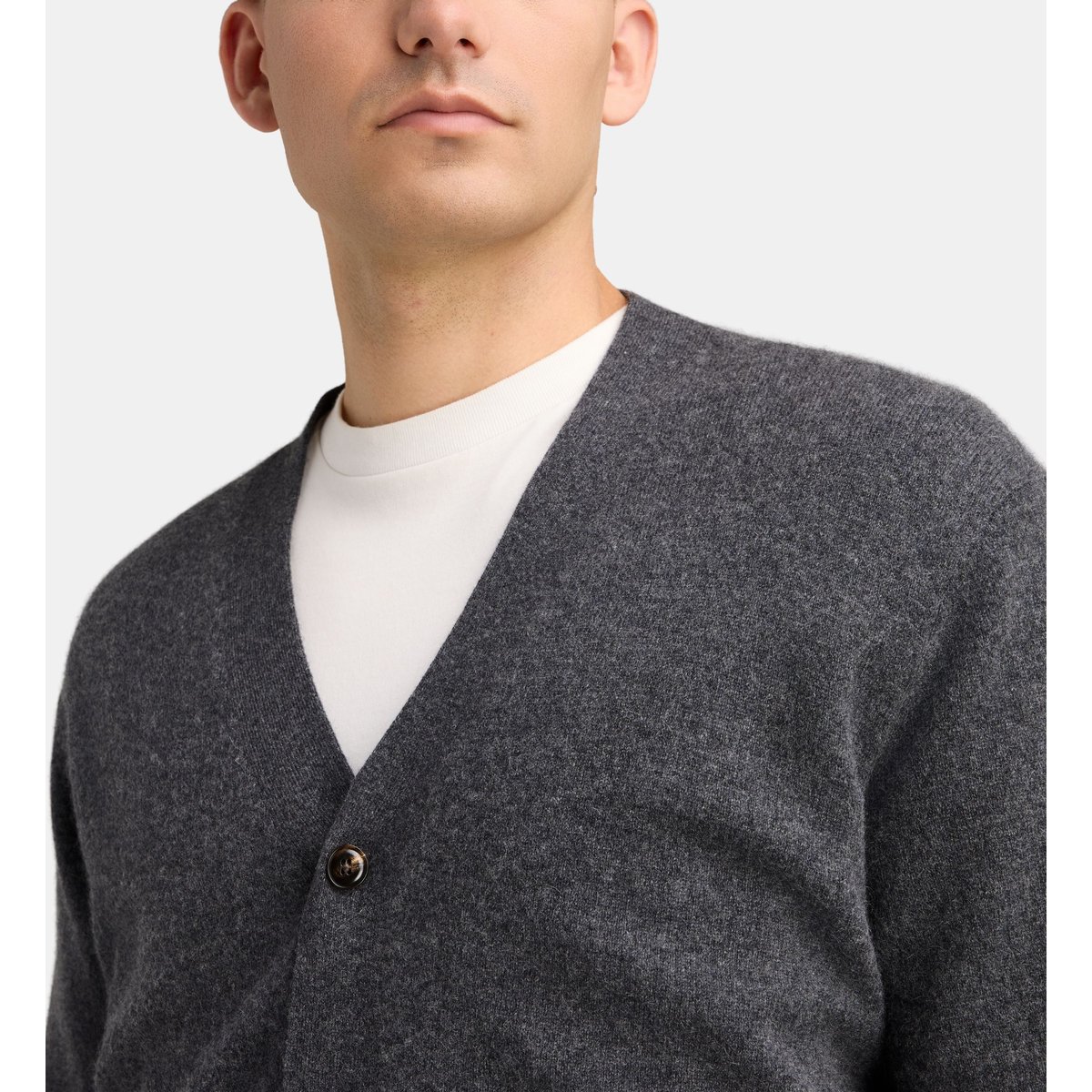 Cardigan droit cachcardi cachemire gris foncé, GALERIES LAFAYETTE