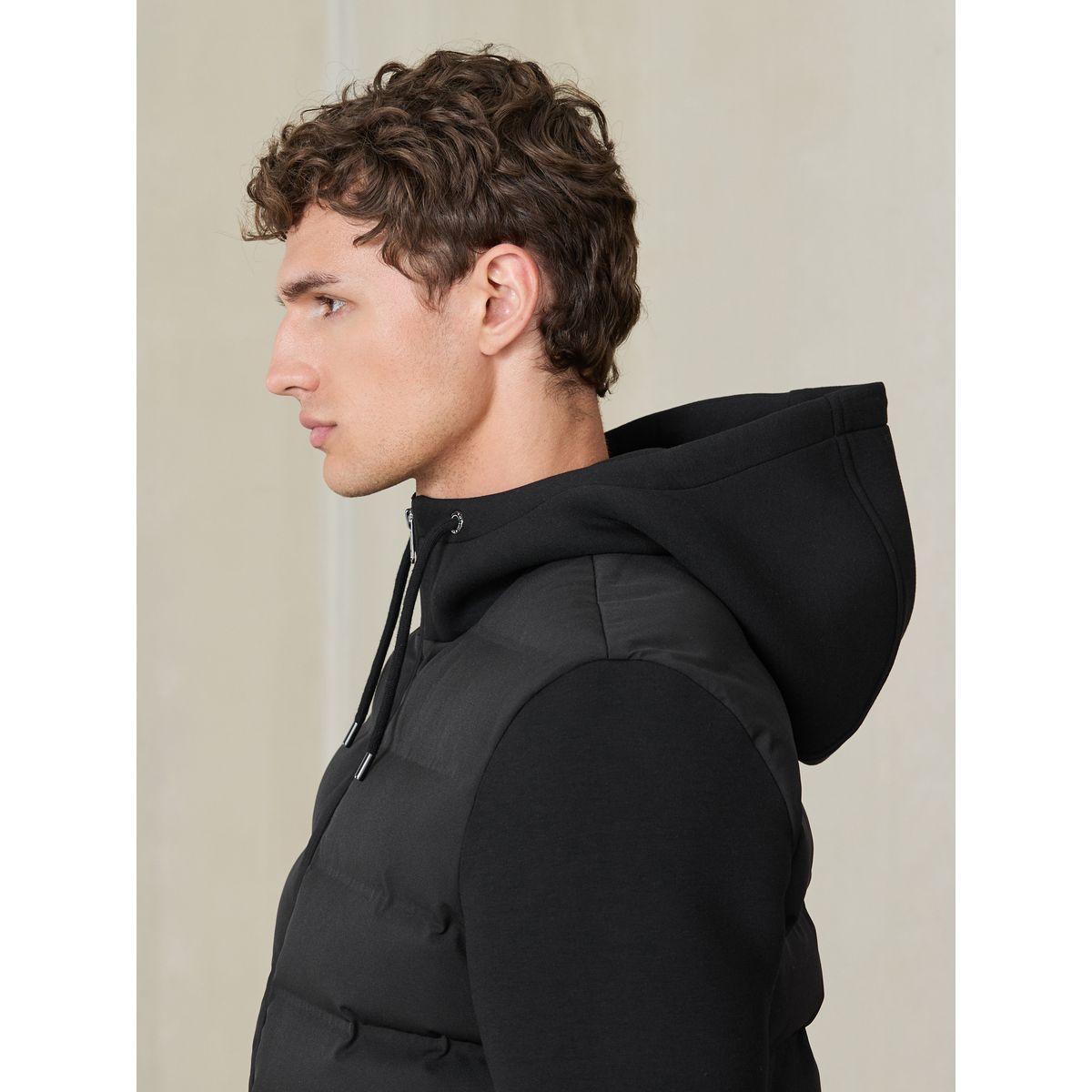 Veste à capuche matelassée hybride noir, NEXT