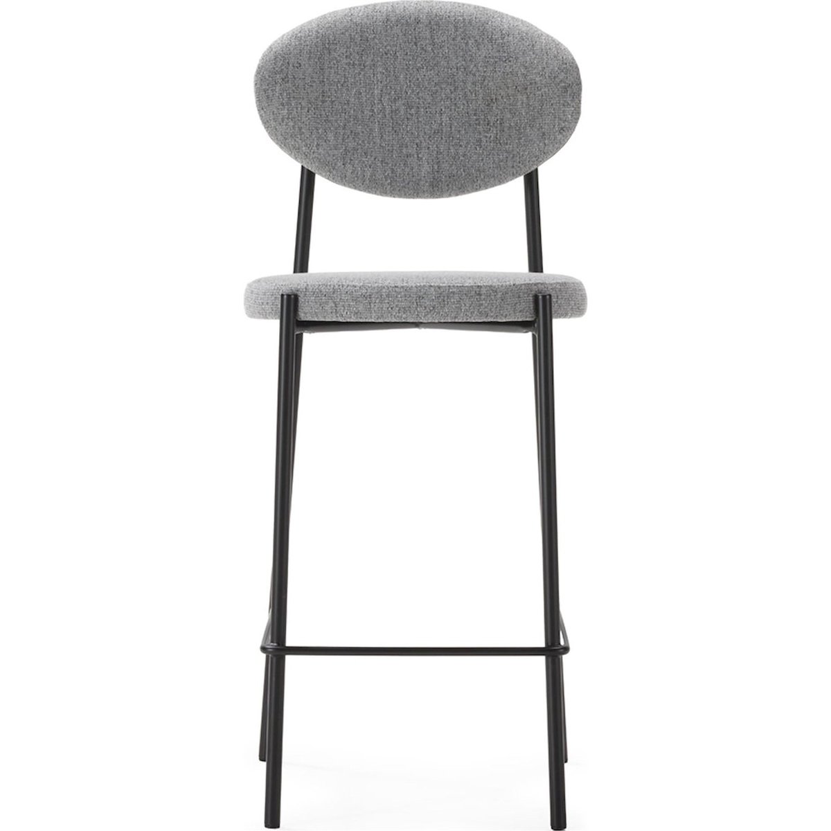 Tabouret de bar en tissu et métal gris et noir, RECOLLECTION