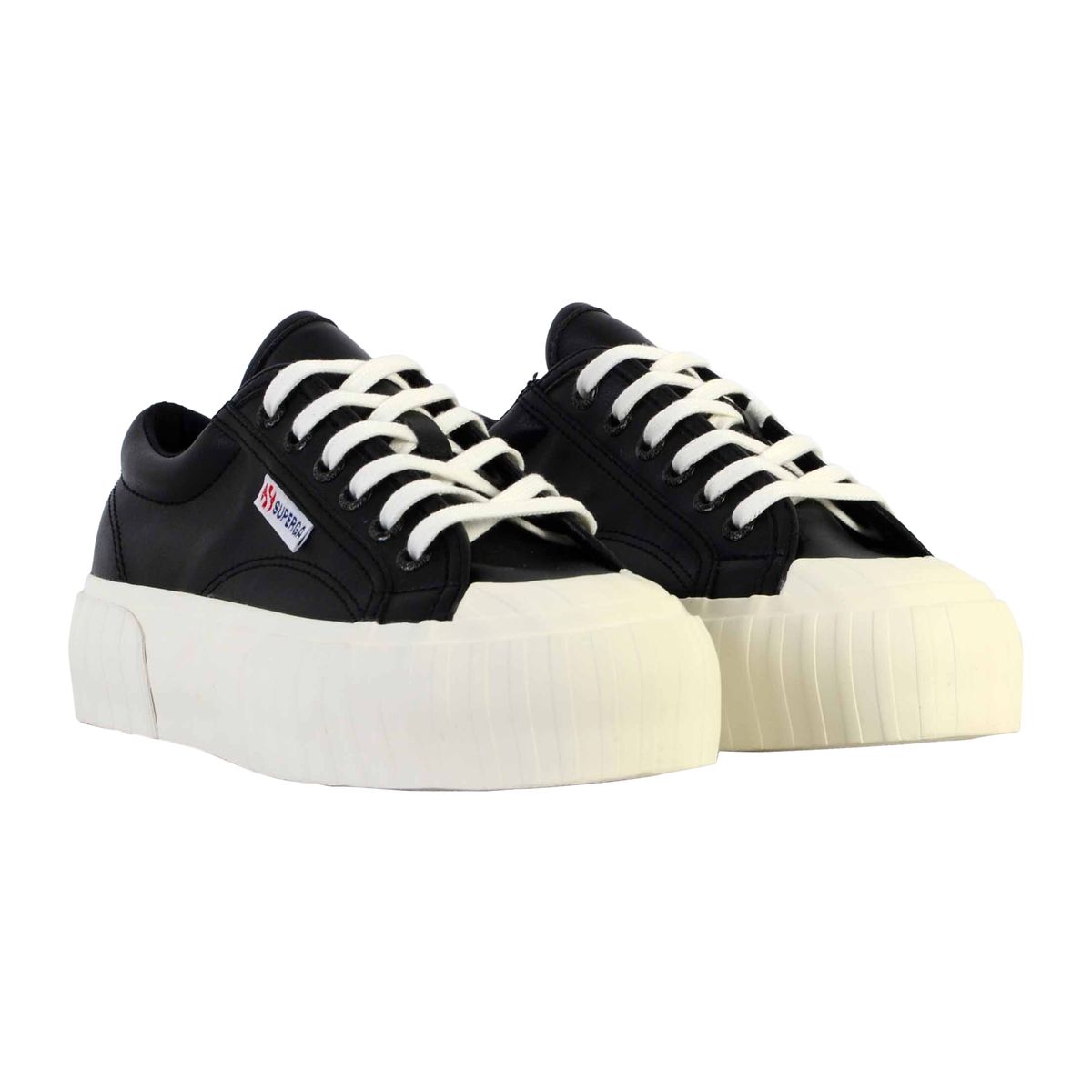 Basket à Lacet Superga Stripe Webbing noir-blanc, SUPERGA