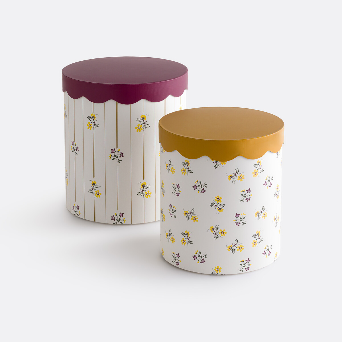 Set of 2 Risetti Round Nesting Boxes with Lid multi-coloured, LA REDOUTE INTERIEURS