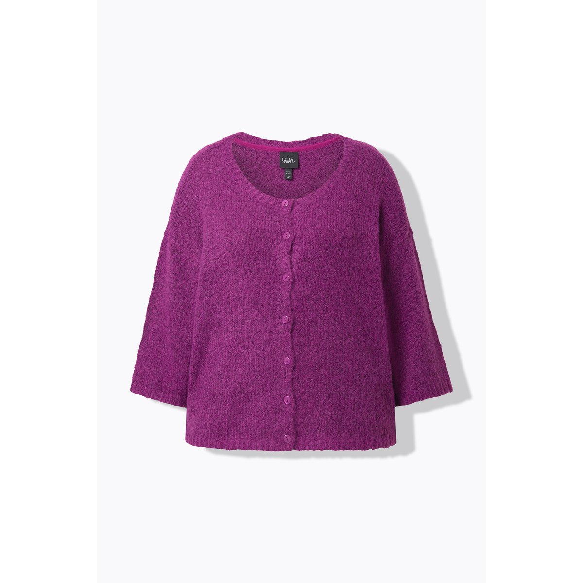 Cardigan oversize, col rond et manches 3/4 crocus violet, ULLA POPKEN