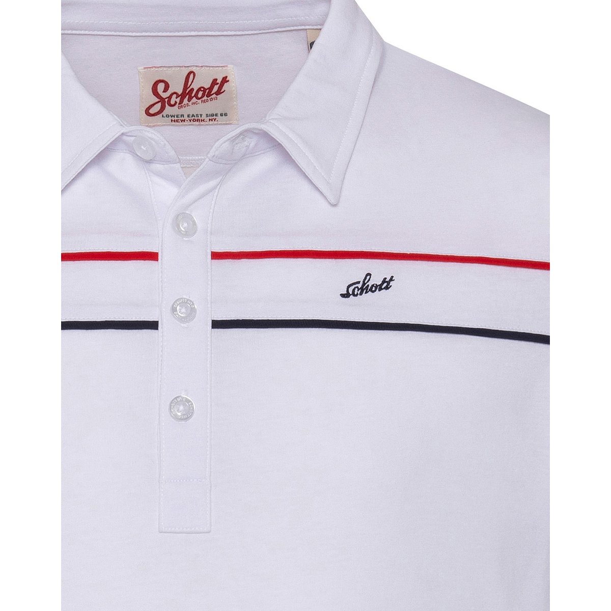 Jersey polo shirt with contrasting trim blanc, SCHOTT
