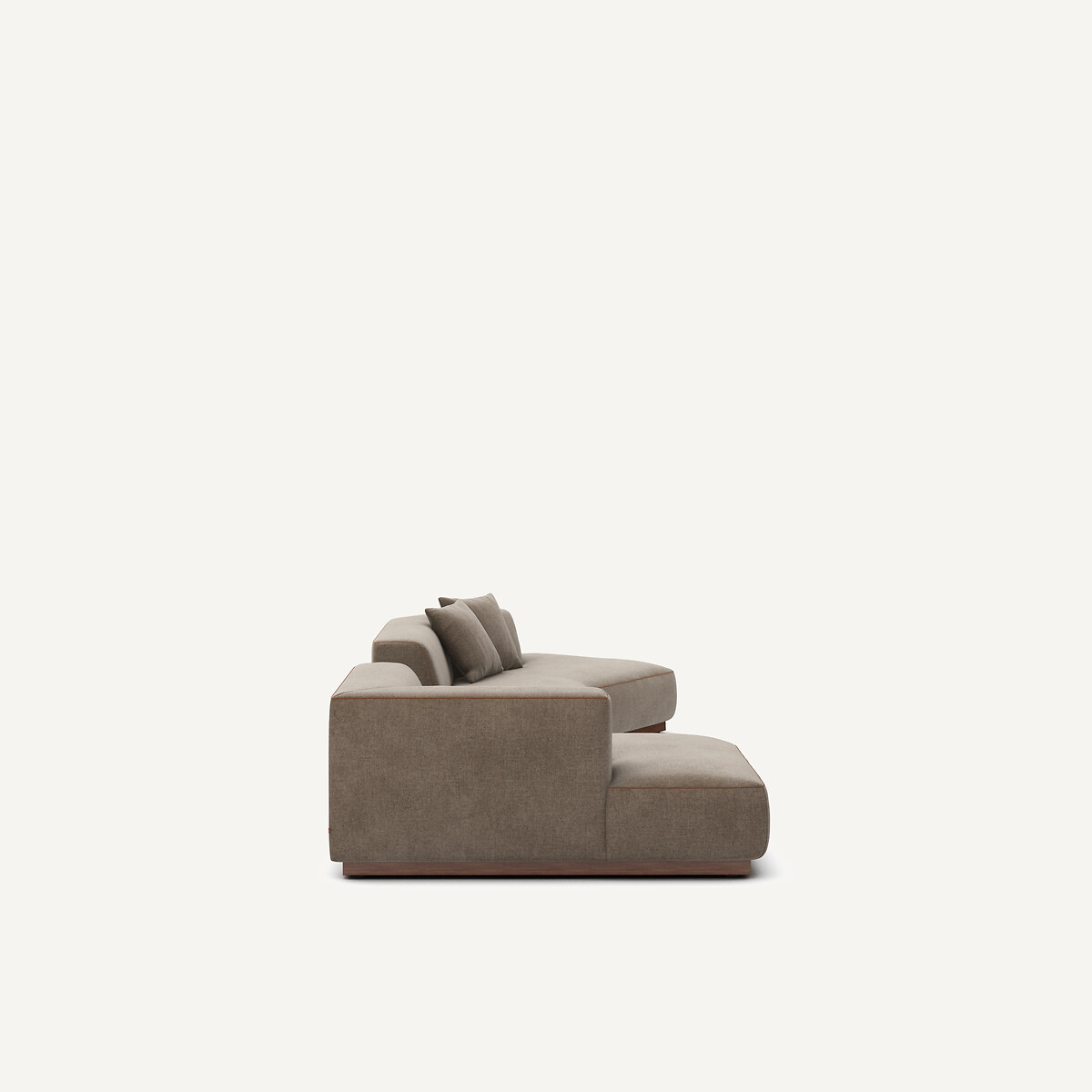 Canapé d'angle gauche ouvert avec repose-pieds en toile chinée, JACOPO lichen, AM.PM