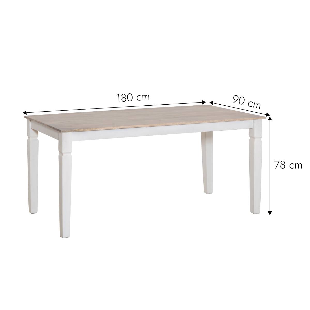 Table à manger en bois de manguier EDEN blanc, MADE IN MEUBLES 