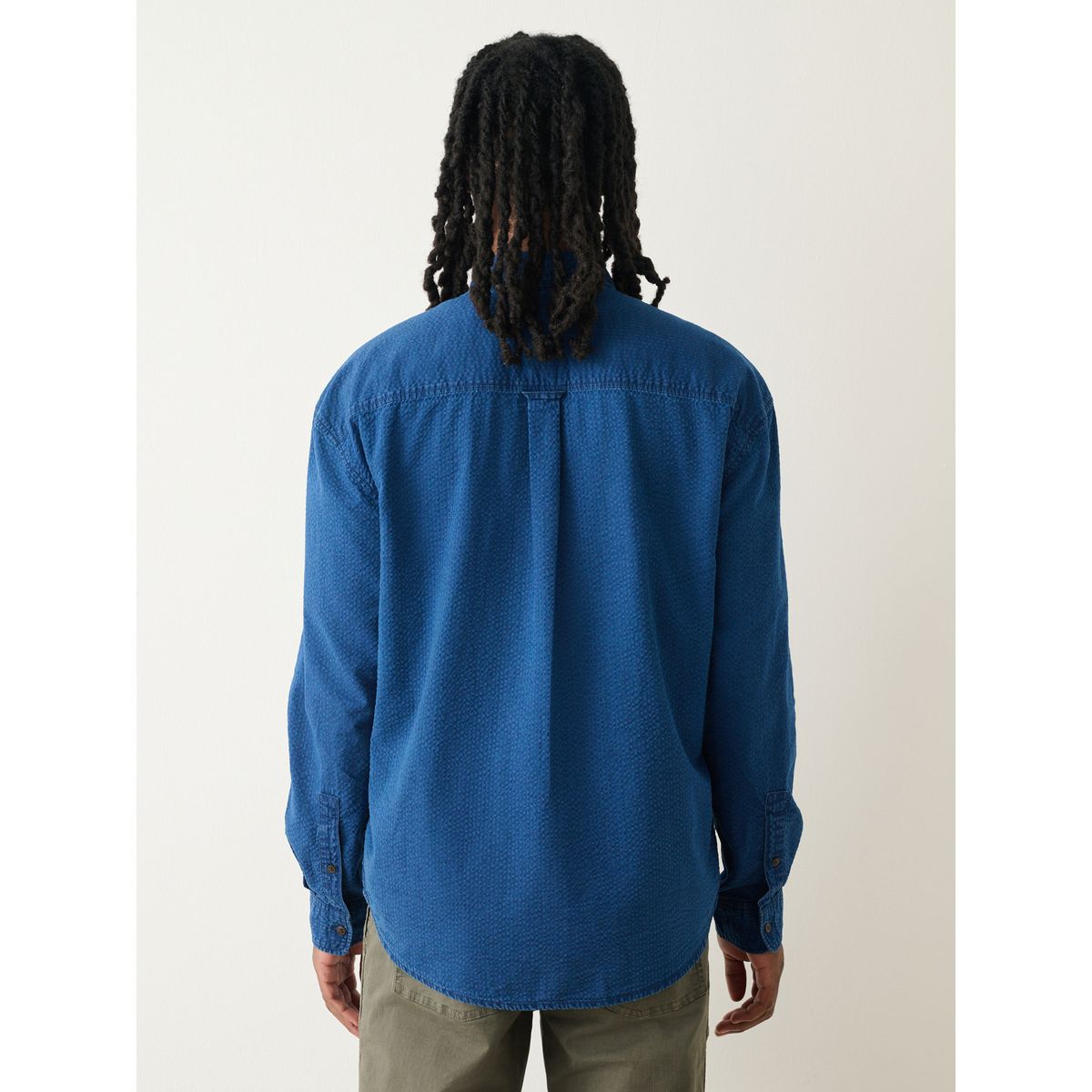 Chemise en denim seersucker à manches longues bleu indigo, NEXT