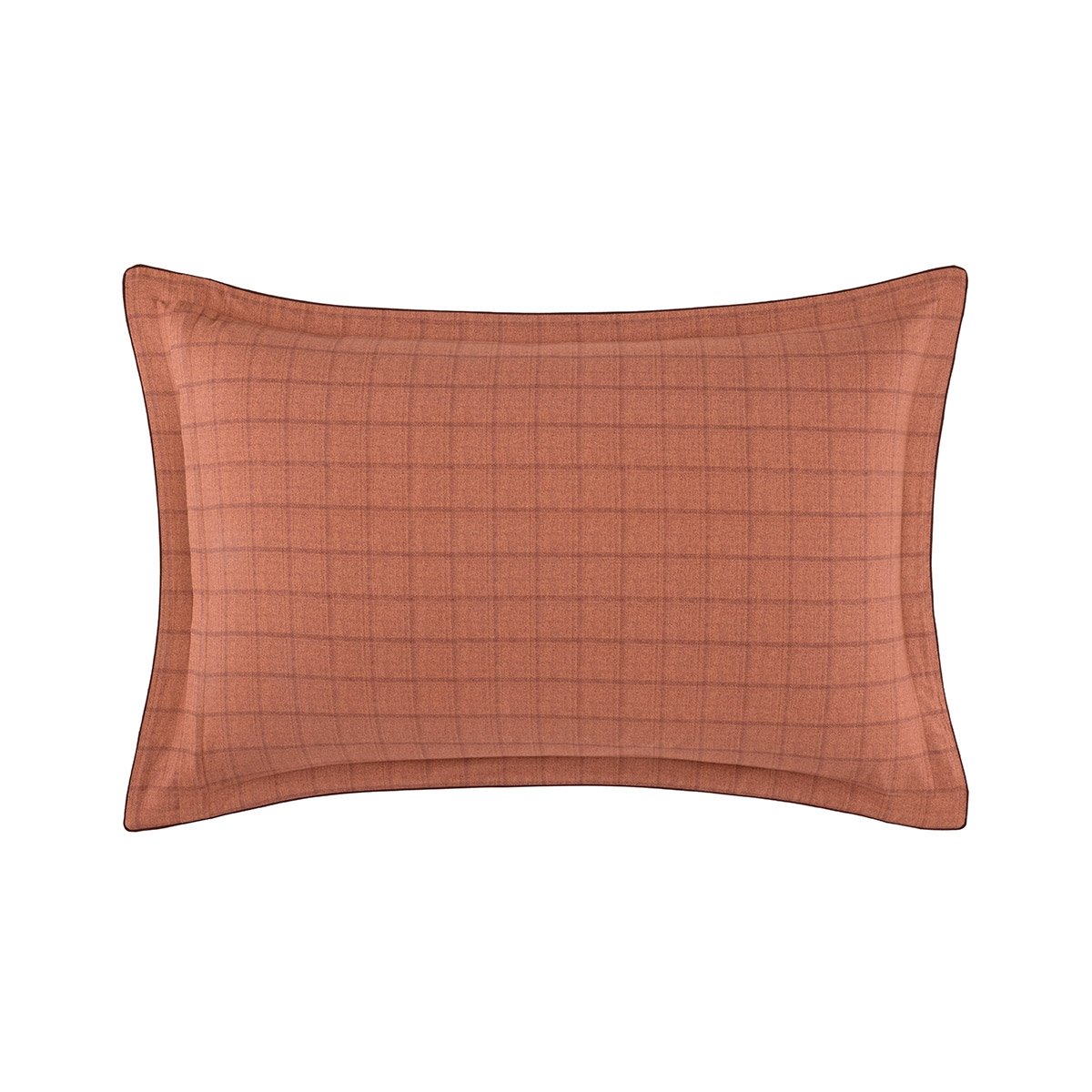 Taie d'oreiller en satin de coton marron, MEAULNES a motif, DESFORGES