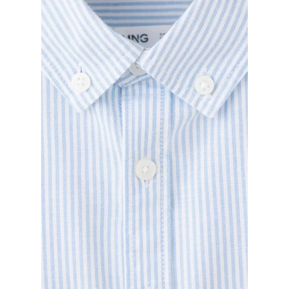 Chemise Oxford coton à rayures bleu ciel, MANGO BABY
