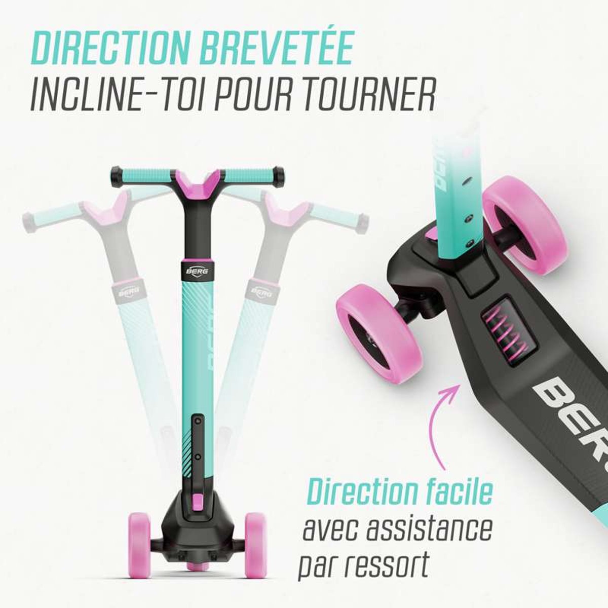 Trottinette pour Enfants, 2+ Ans, Pliable, Nexo Menthe mint, BERG TOYS