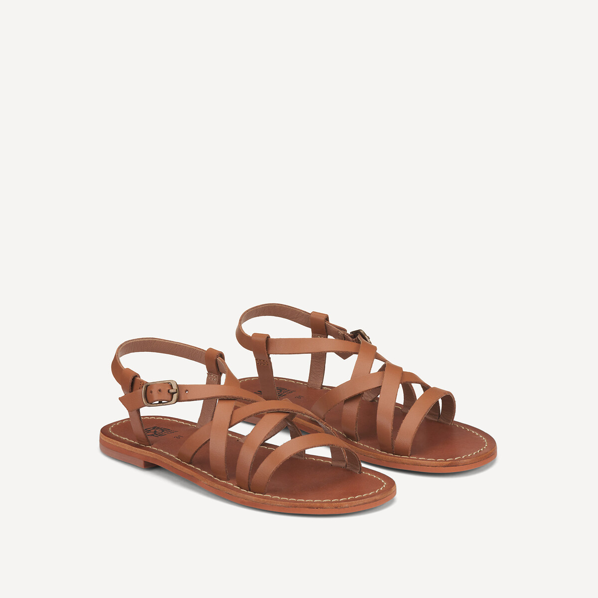 Sandales en cuir à lanières camel, LA REDOUTE COLLECTIONS