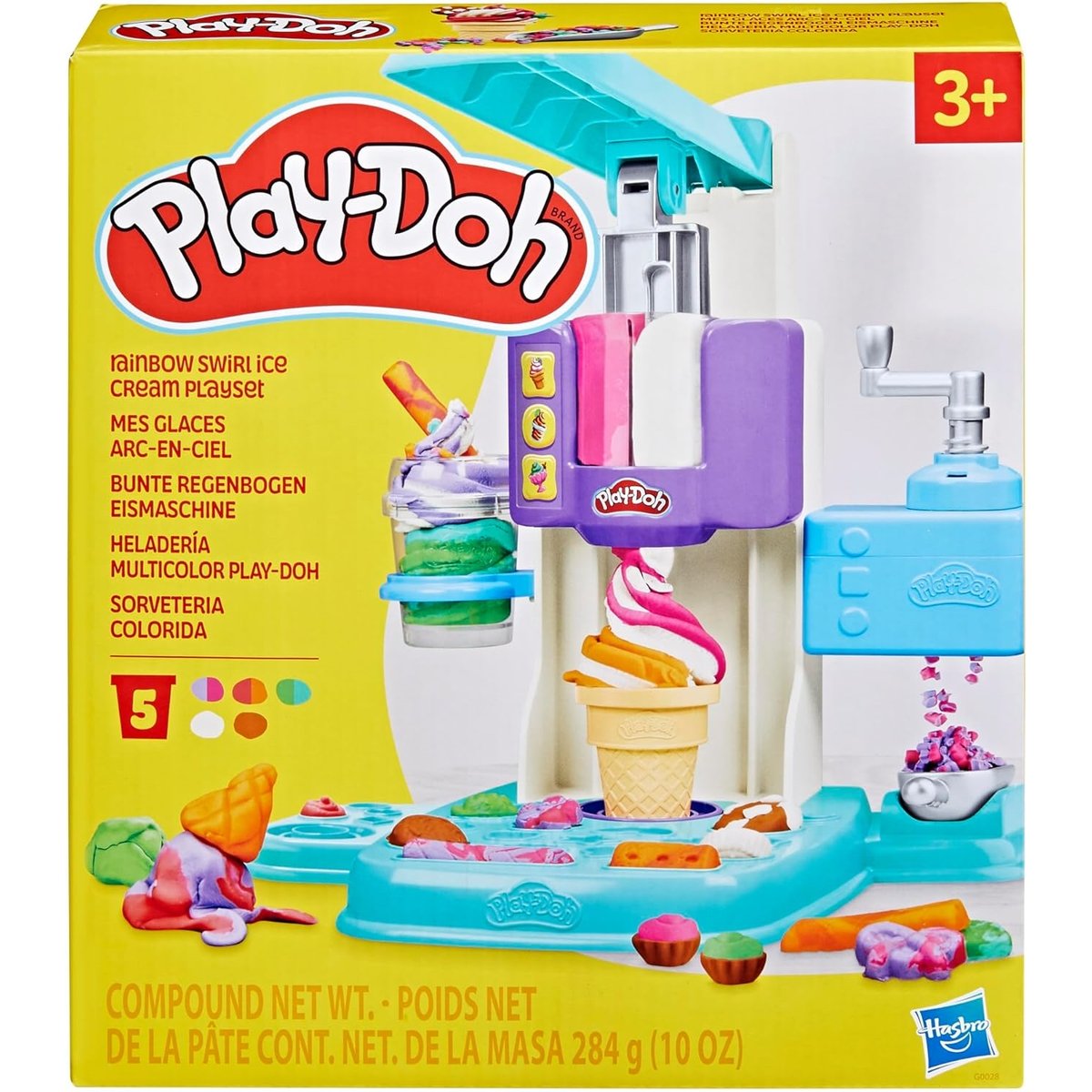 Play-Doh Coffret Mes Glaces Arc-en-Ciel avec pâte à modeler multicolore, HASBRO